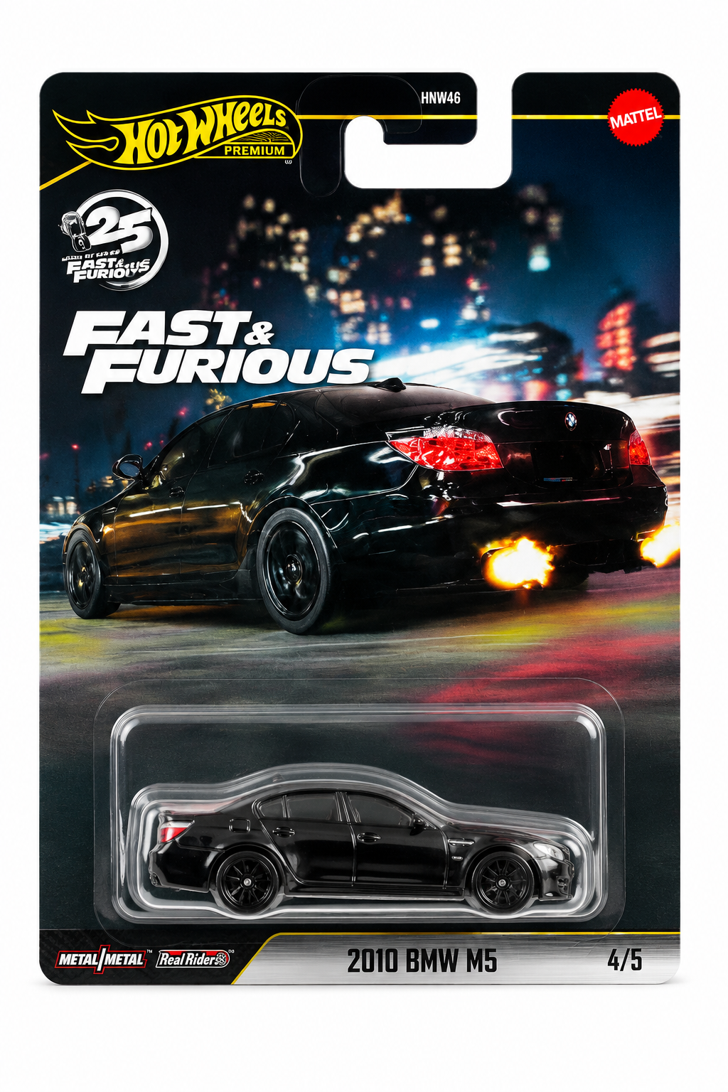 Hot Wheels Premium Fast & Furious 2010 BMW M5 die-cast collectible car with Real Riders wheels