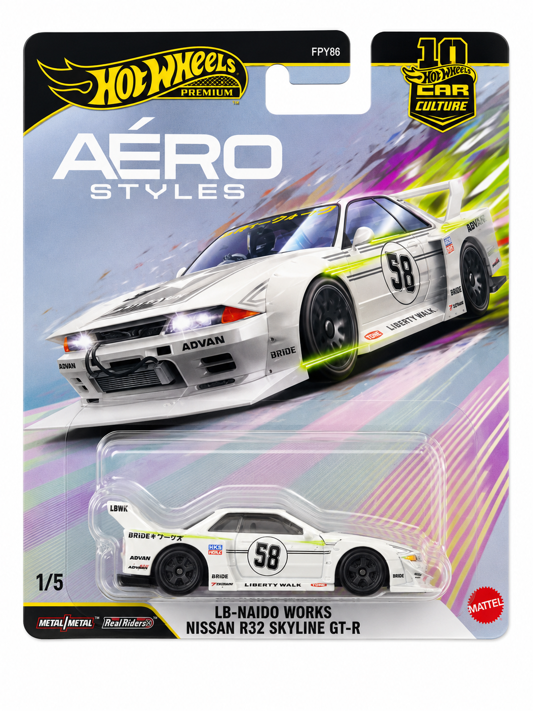 LB-Kaido Works Nissan R32 Skyline GT-R diecast model with widebody styling and premium JDM detailing