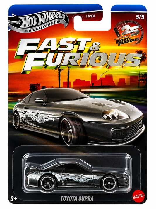 Hot Wheels Silver Series Fast & Furious 25th Anniversary Toyota Supra.
